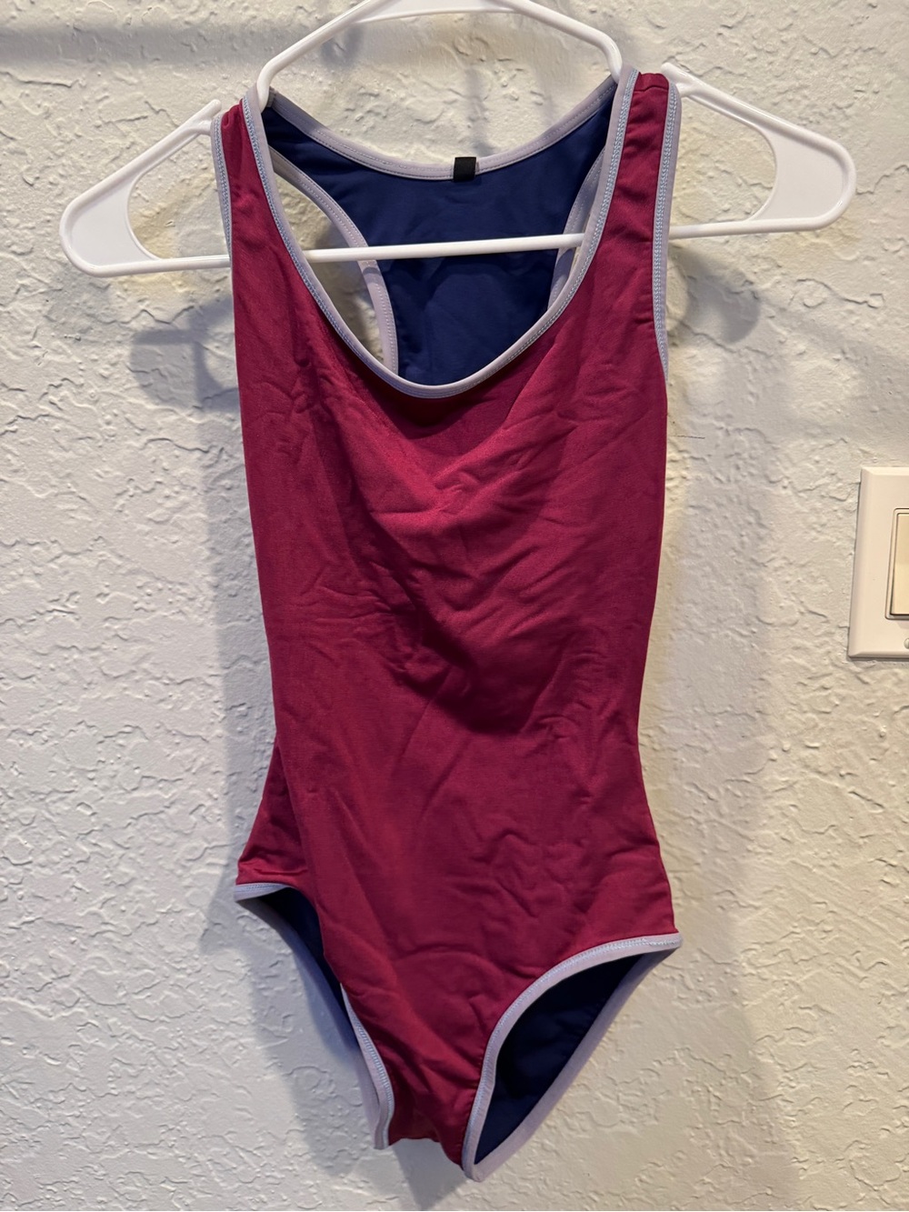 Mariia Petite Adult Reversible Magenta Dance Leotard with Contrast Trim